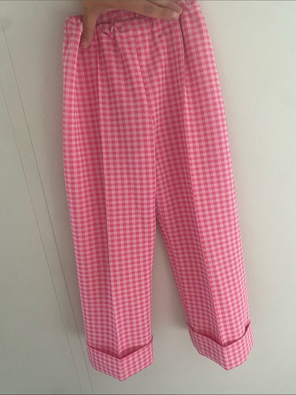 Girls' Pink Houndstooth Casual Pants